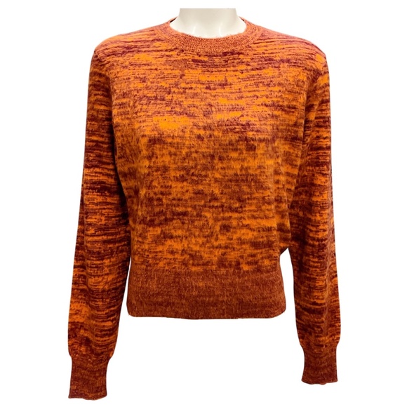 VICTORIA BECKHAM BORDEAUX / ORANGE BRUSHED COT MOULINE CREWNECK LONG SLEEVED PUL - Picture 1 of 5